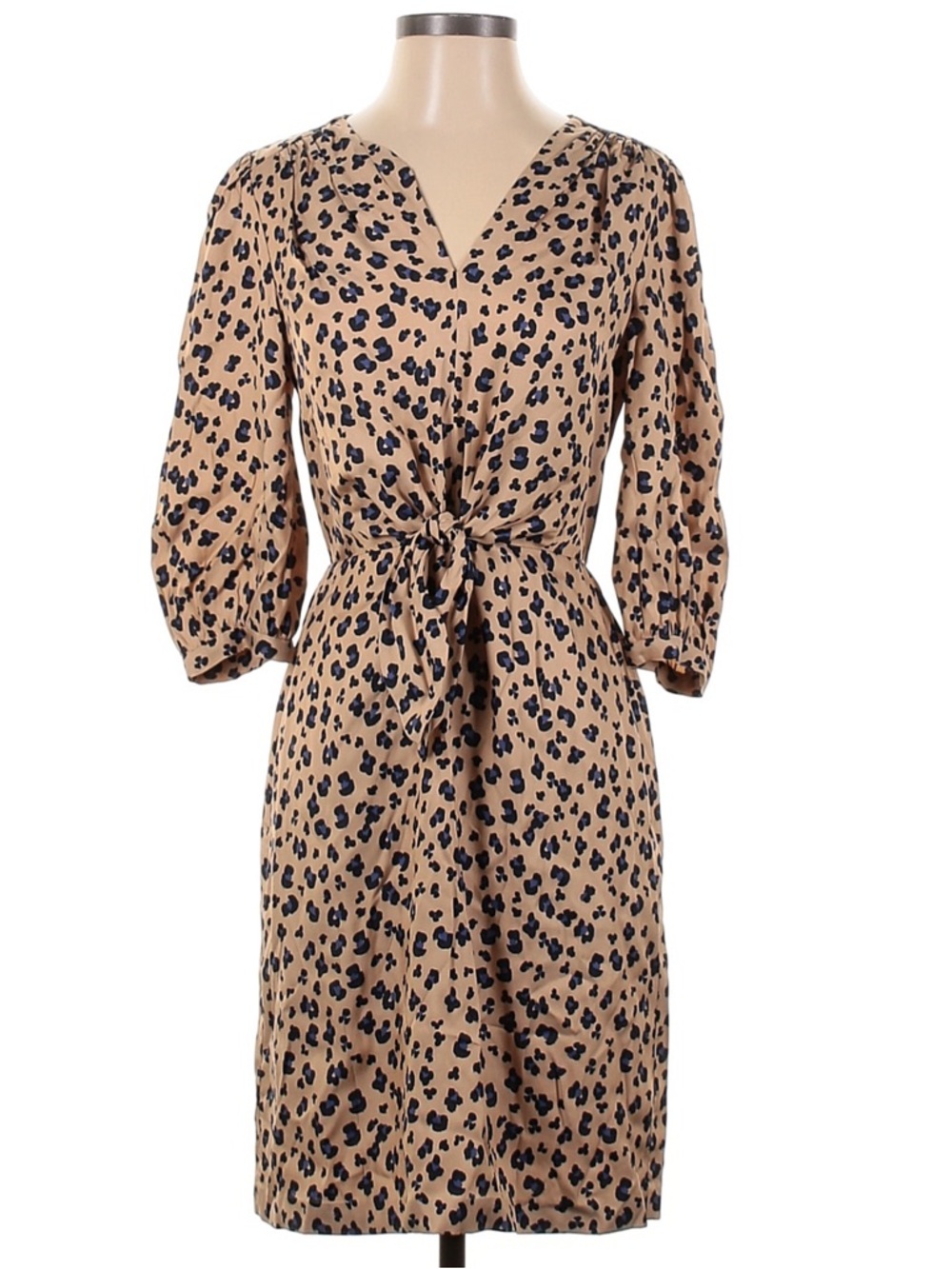 Rebecca Taylor Leopard Print Midi Dress in Tan and Blue 2